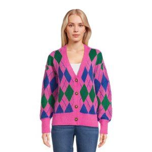 Women's V-Neck Cardigan Sweater with Long Sleeves, Sizes S-XXXL Available NWT